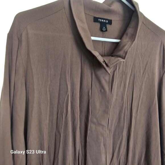 Torrid Snap Front Shirt Dress Plus Size 3X Chocolate Brown Minimalist Academia - Picture 5 of 9